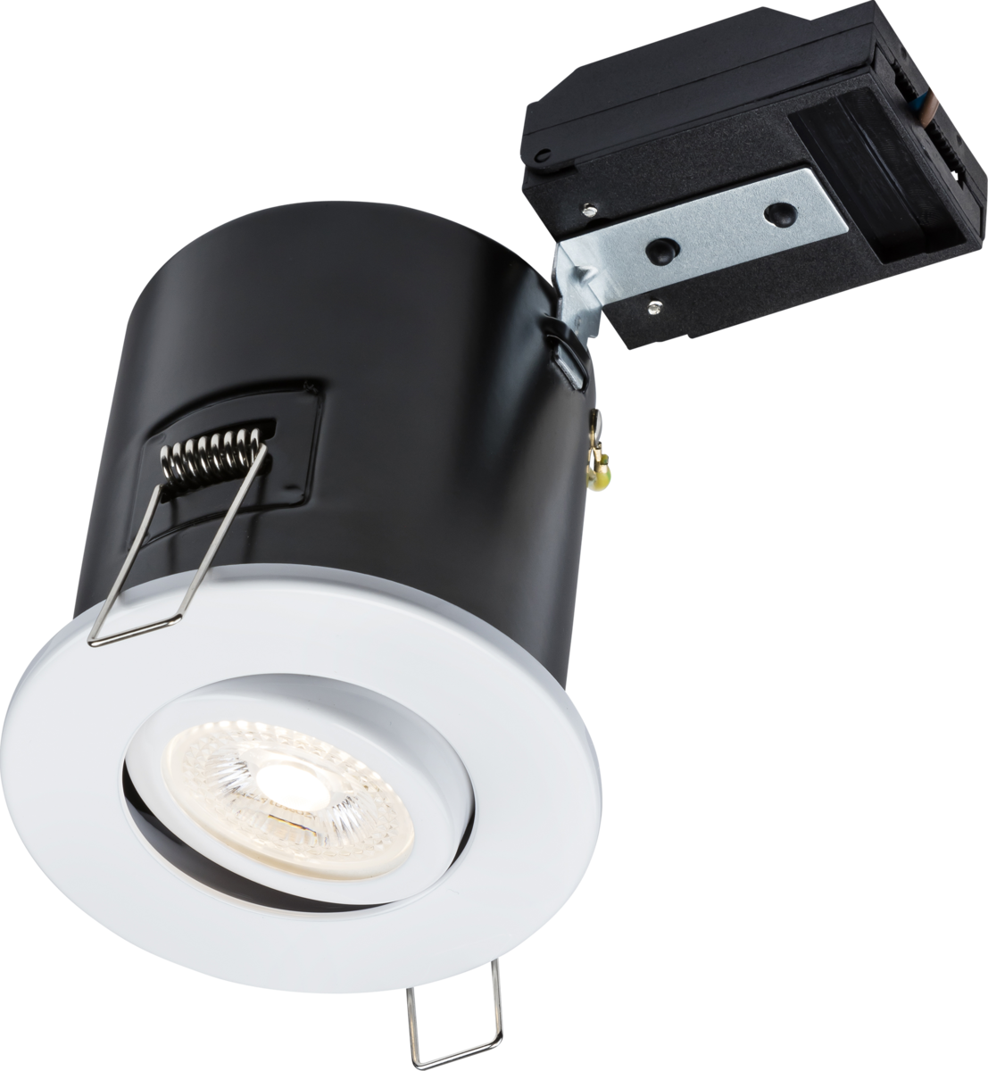 Knightsbridge: VFCFTW, GU10 Fire-Rated Downlight, Tilt, 230V IP20, Max 35W, White Bezel, Fast Install, 30/60/90 Min Rating