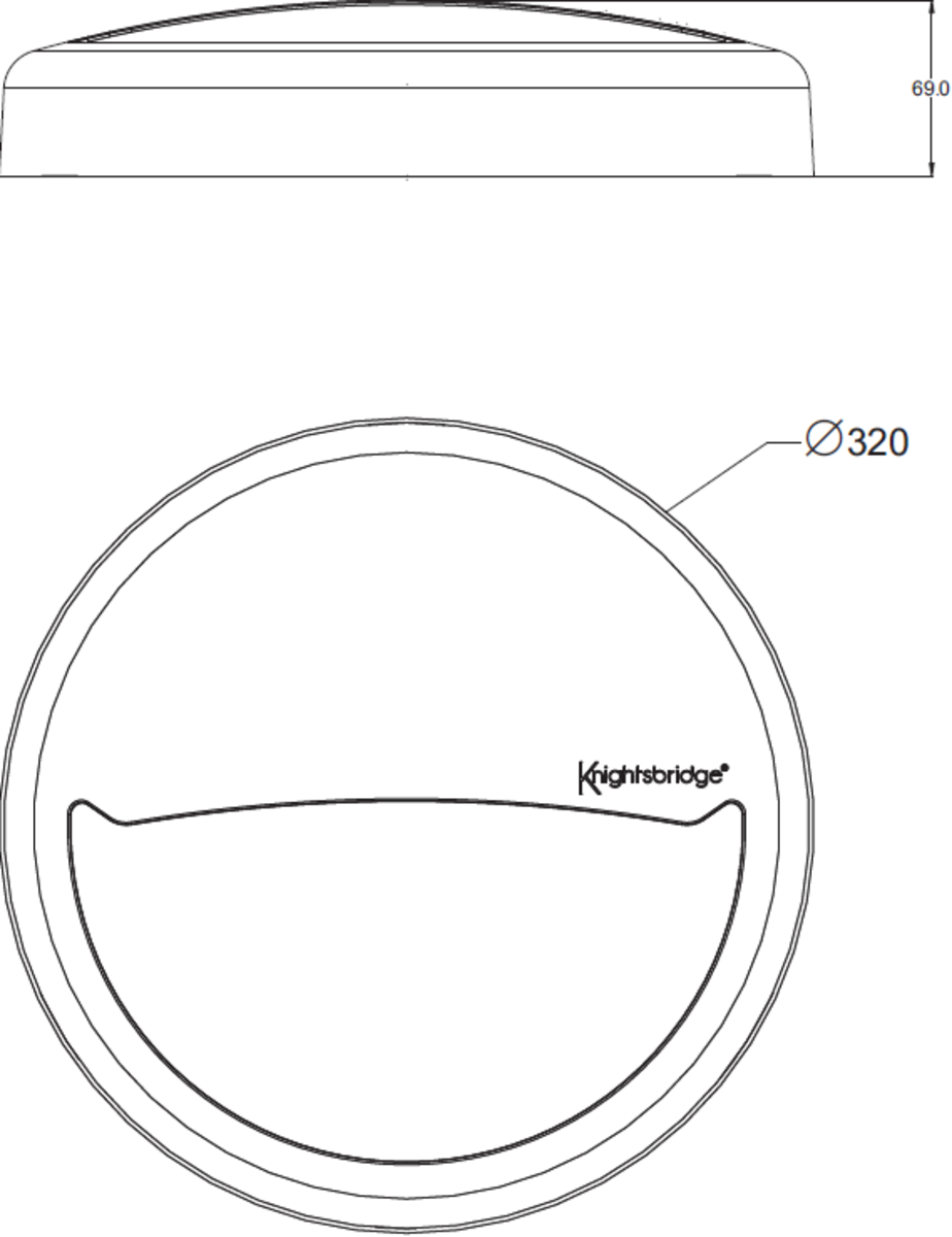 Knightsbridge: BT14EB, Eyelid Accessory, 320mm Diameter, Push to Fit, Black Polycarbonate