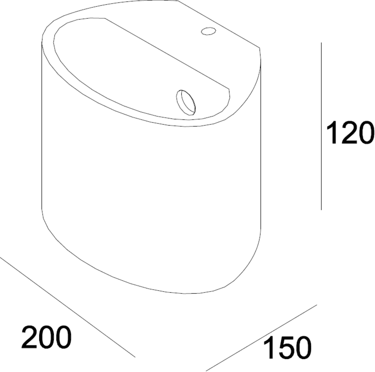 Knightsbridge: PWL3, Curved Up and Down Plaster Wall Light, 230V, 40W, Dimmable, White Finish, 200mm Width