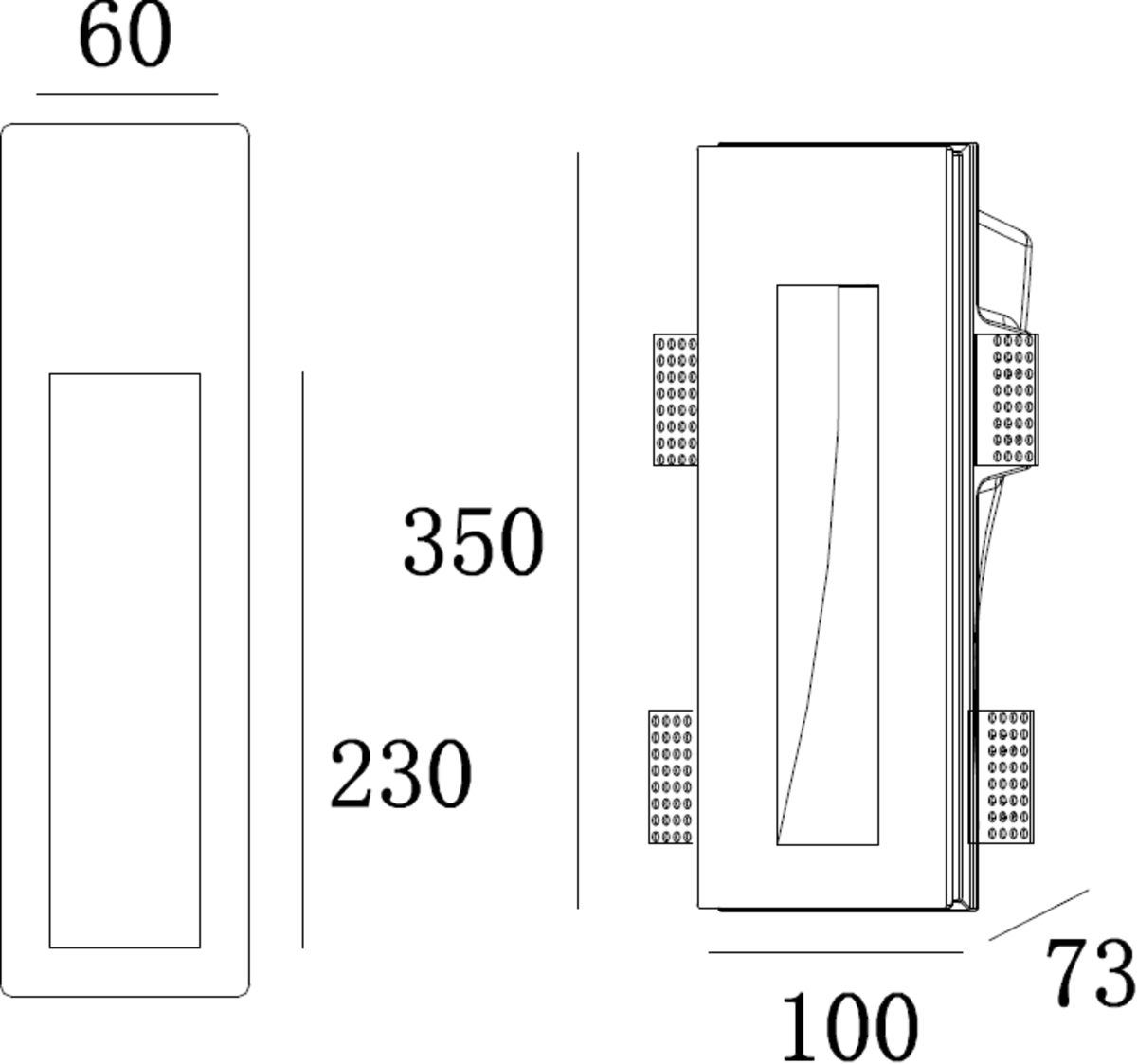 Knightsbridge: PWRCR, GU10 35W Dimmable Recessed Rectangular Plaster Wall Light, Trimless Design, White Finish, Gypsum Construction, 230V 50Hz