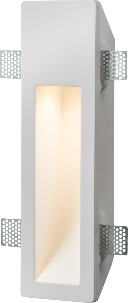 Knightsbridge: PWRCR, GU10 35W Dimmable Recessed Rectangular Plaster Wall Light, Trimless Design, White Finish, Gypsum Construction, 230V 50Hz