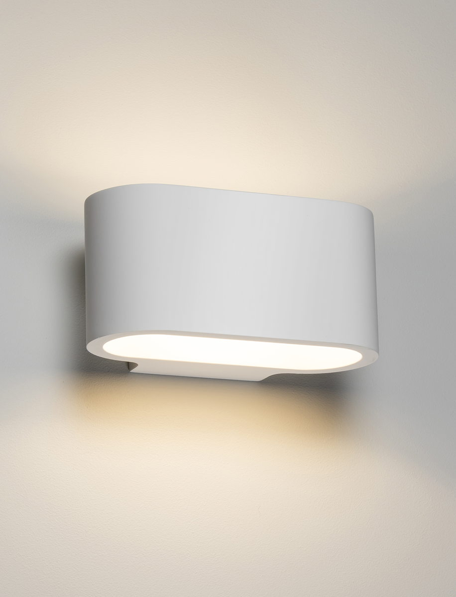 Knightsbridge: PWL4, Curved Up and Down Plaster Wall Light, G9, 40W, 230V, IP20, White Finish