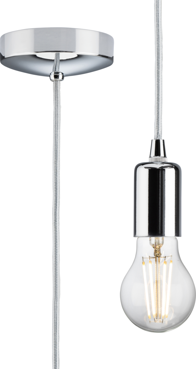 Knightsbridge: 8270LPC, 1.8m E27 Pendant Light Set, Polished Chrome, Pre-Wired, 60W Max, E27 Base