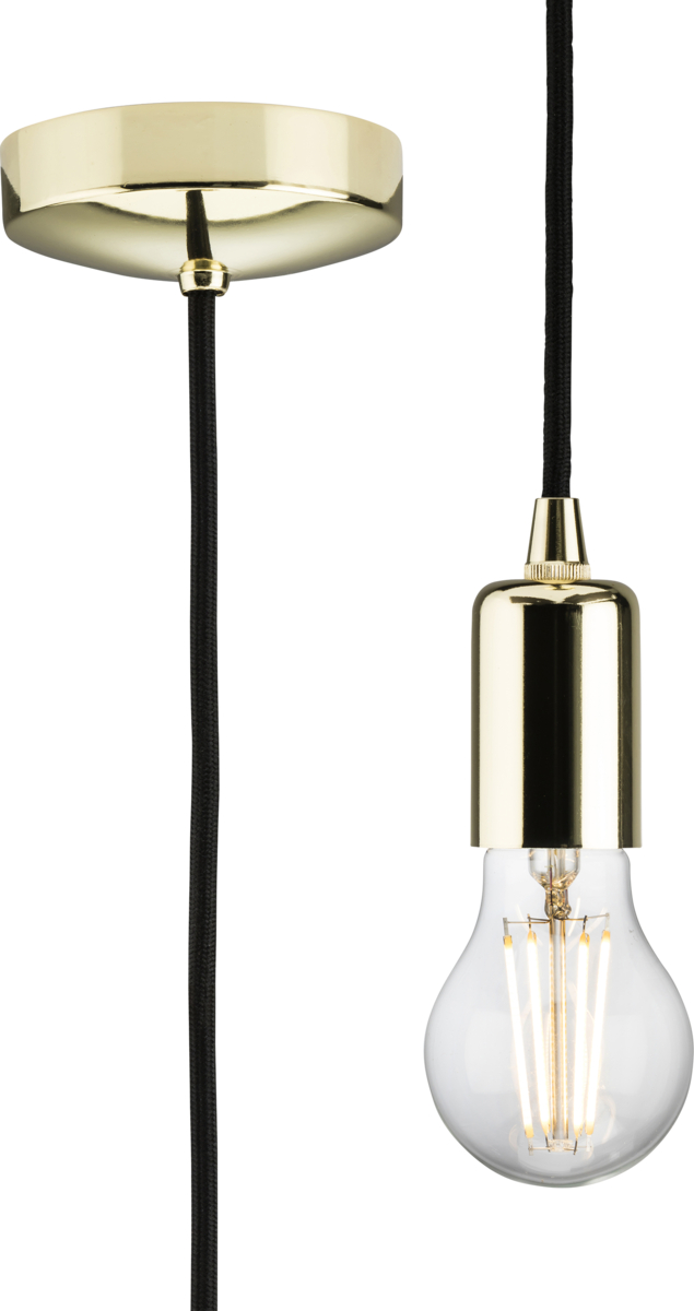 Knightsbridge: 8270LPB, 1.8m E27 Contemporary Pendant Set, Polished Brass Finish, Max Wattage 80W