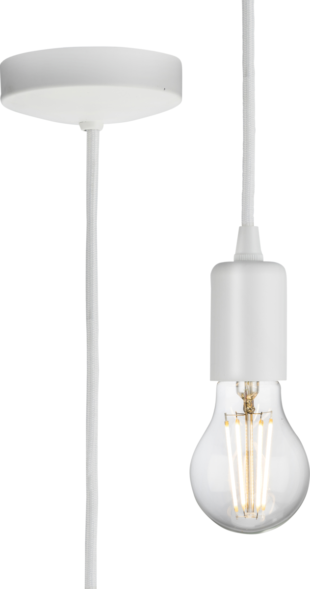 Knightsbridge: 8270LMW, 1.8m E27 Pendant Light Set, Contemporary Design, Matt White Finish, Pre-Wired, IP20 Rated, 60W Max
