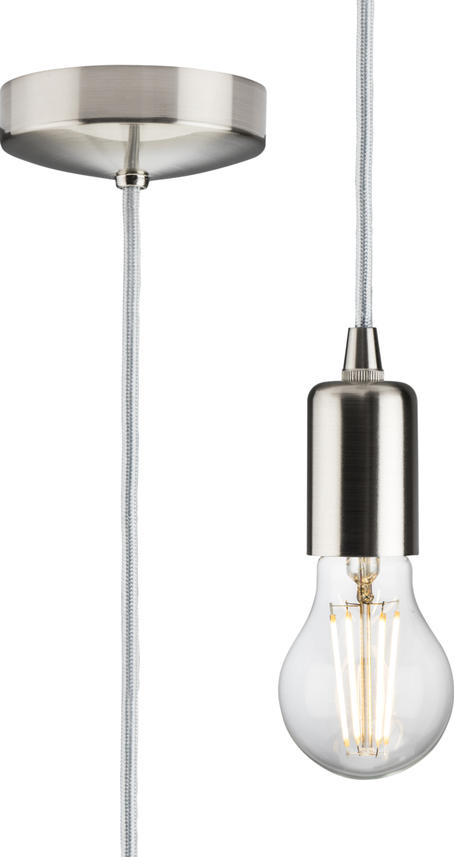 Knightsbridge: 8270LBC, 1.8m E27 Pendant Light Set, Contemporary Design, Brushed Chrome Finish, Pre-Wired, 80W Compatible