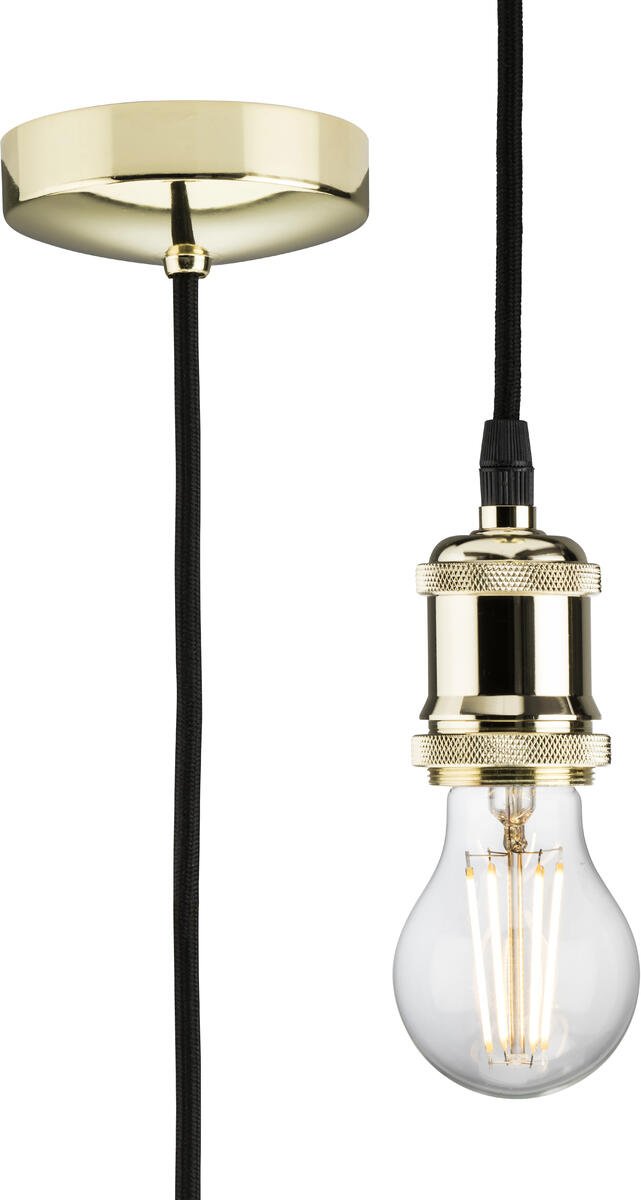 Knightsbridge: 8271LPB, Vintage E27 Pendant Lamp Set, 1.8m Drop, Polished Brass Finish, 80W, Ceiling Accessories