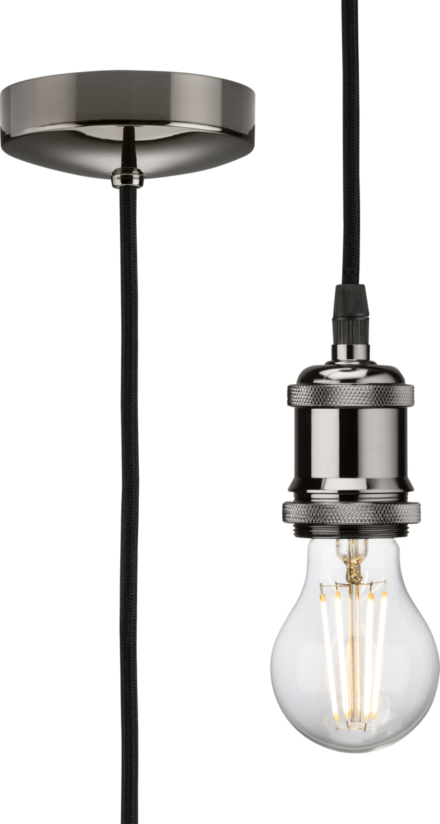 Knightsbridge: 8271LBN, Vintage Pendant Set, E27 Base, Pre-wired, Black Nickel, 1.8m Drop, 80W, IP20