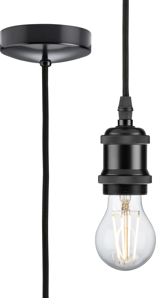 Knightsbridge: 8271LMB, E27 Vintage Pendant Light Set, Pre-Wired, Matt Black, IP20, 1.8m Drop Length, 80W