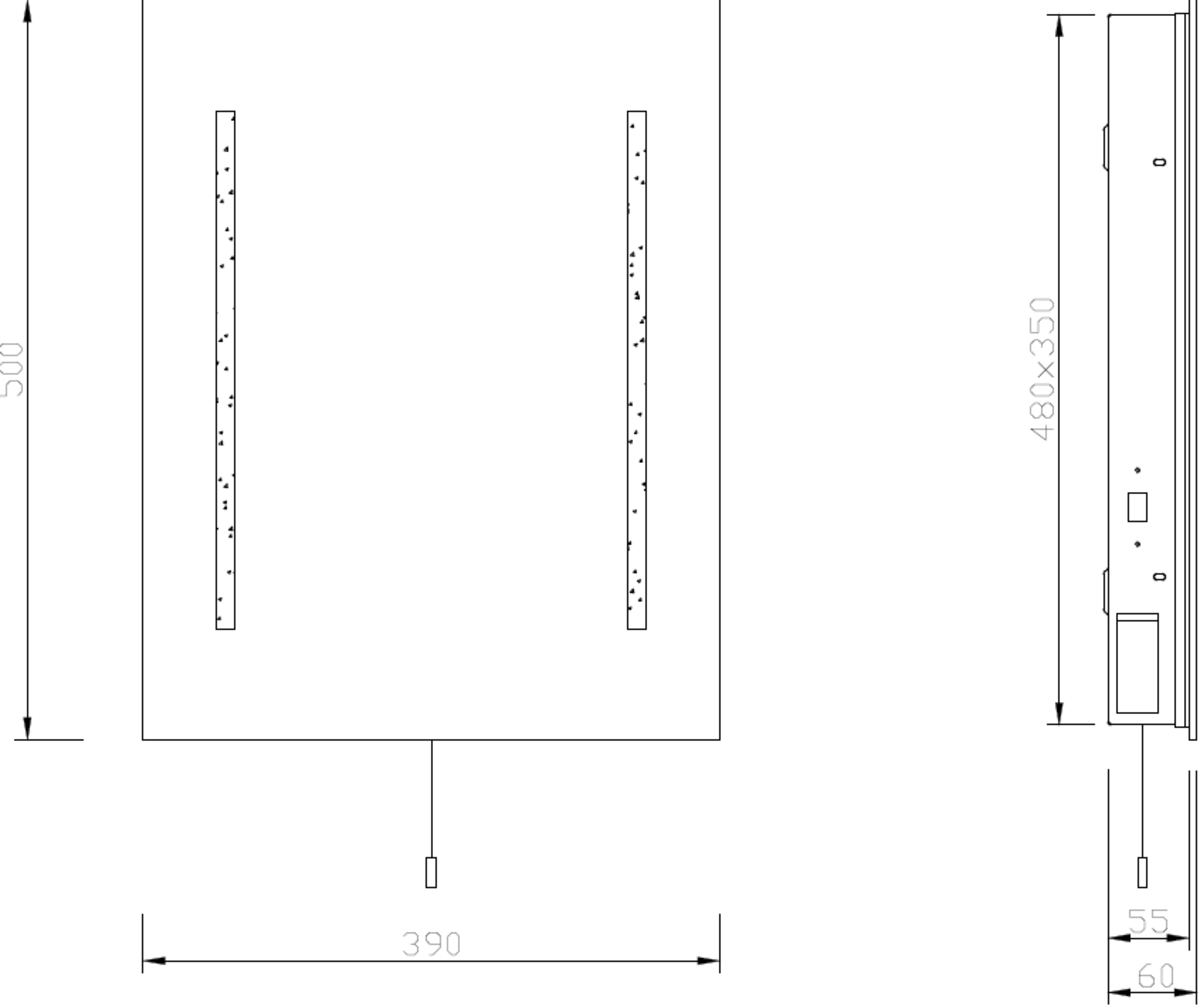 Knightsbridge: MLRCTM2, 230V LED Bathroom Mirror, IP44, 10W, Cool White, Pressed Steel, 500x390mm