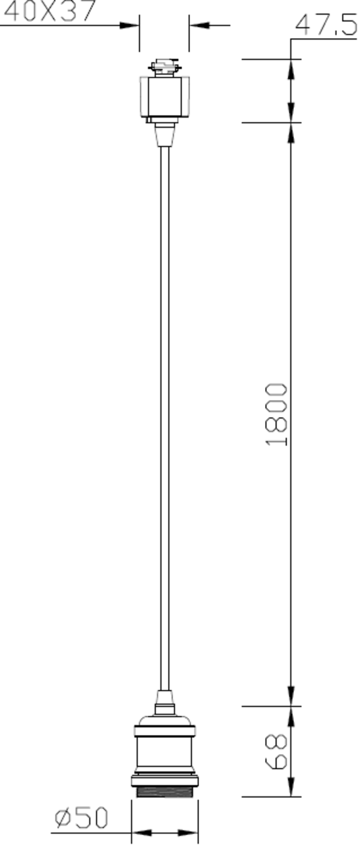 Knightsbridge: TRK8271BC, Vintage E27 Track Pendant, Brushed Chrome Finish, 1.8M Adjustable Length, 230V