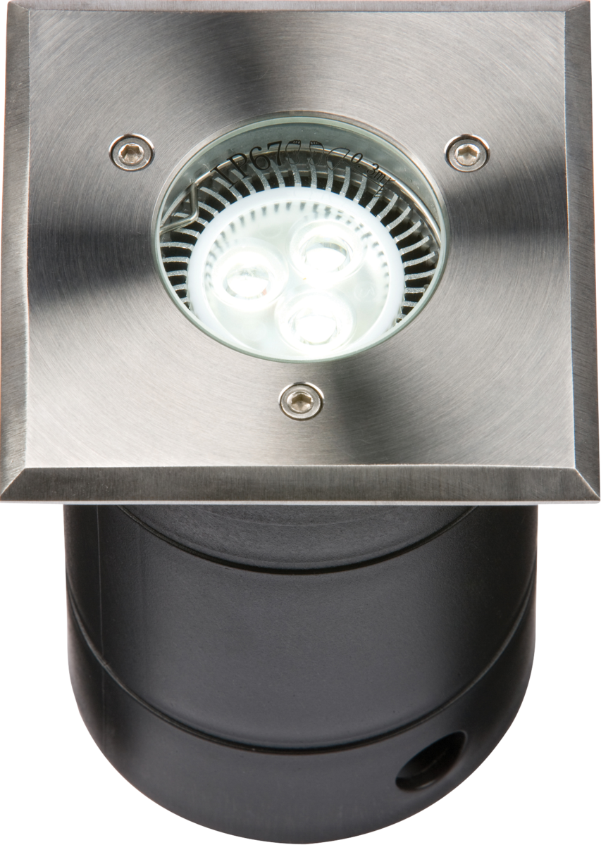 Knightsbridge: WSGULED, 230V IP67 Square Stainless Steel Driveover Ground Light, 7W LED Compatible, Easy Installation