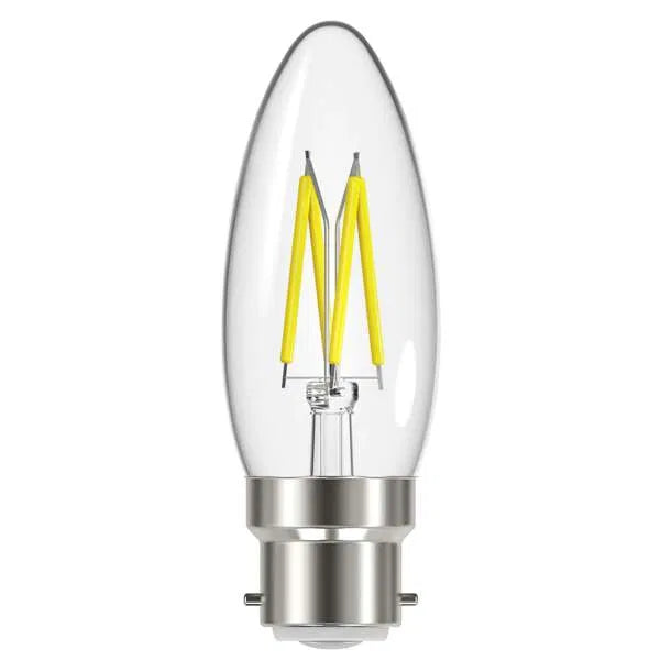 Energizer 4W LED Filament Candle Bulb B22 – 470lm Warm White – S12868 | Energy-Efficient Lighting