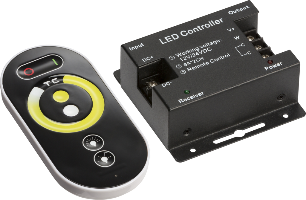 Knightsbridge: LEDFRA8, 12V/24V RF Touch Remote Controller, CCT Adjustable, Dimmable, Max Power 288W, IP20
