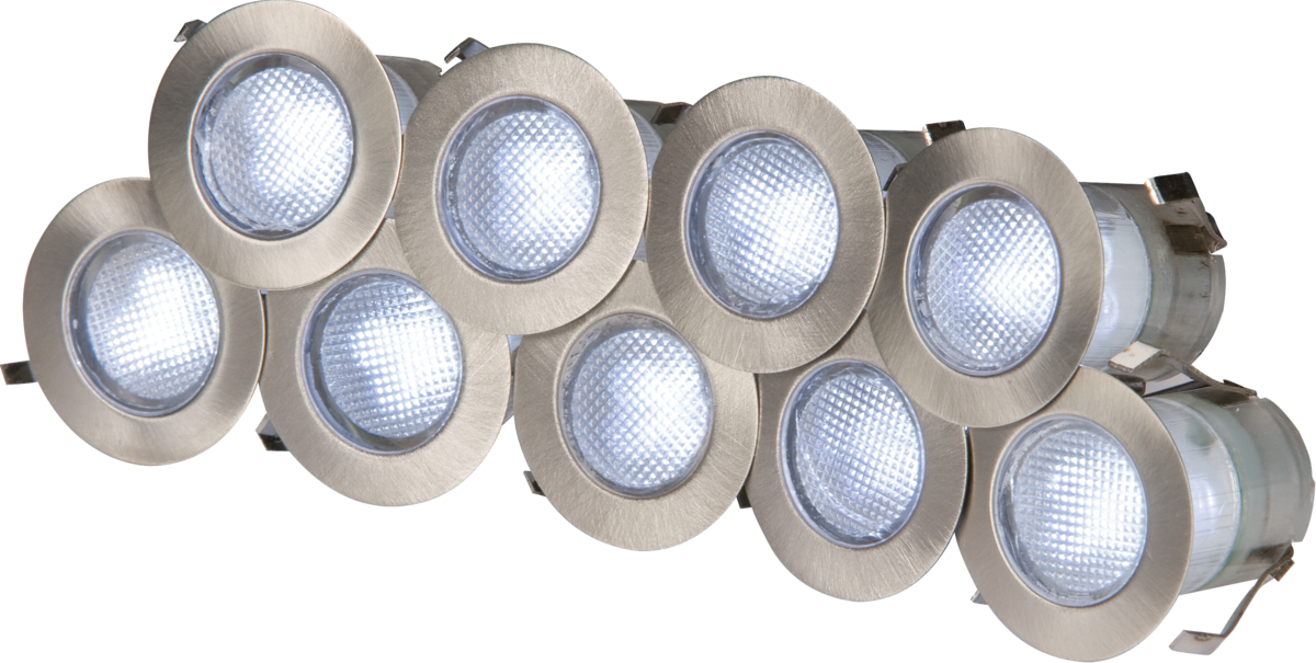 Knightsbridge: KIT16W, IP65 LED Recessed Lighting Kit, 10 x 0.2W, Cool White, Stainless Steel Bezel, Indoor & Outdoor