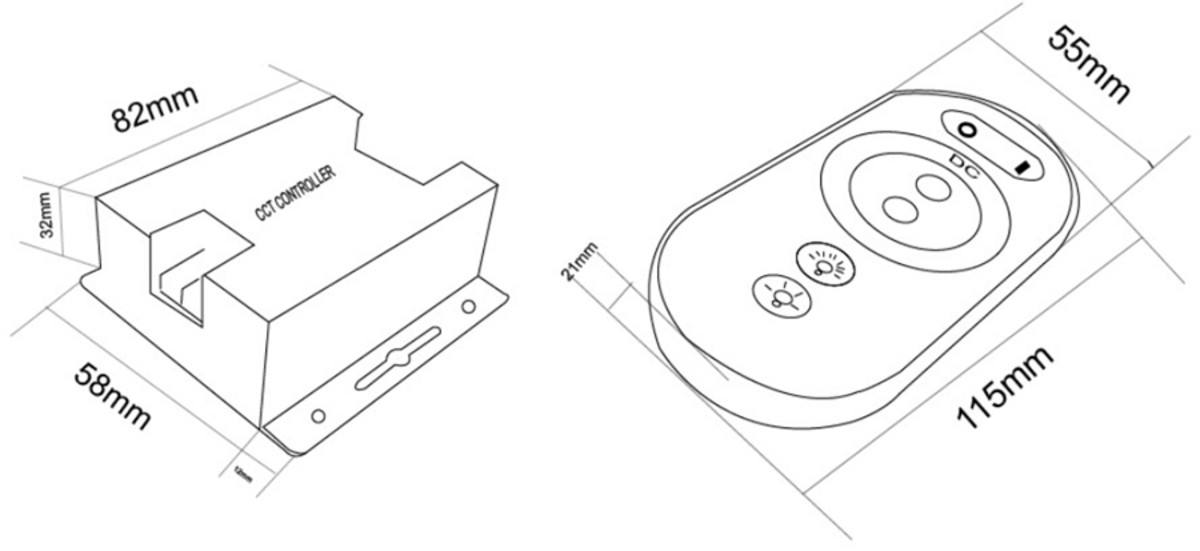 Knightsbridge: LEDFRA7, 12V/24V Wireless RF Controller, Dimmable Touch Remote, IP20, Black, 216W/432W