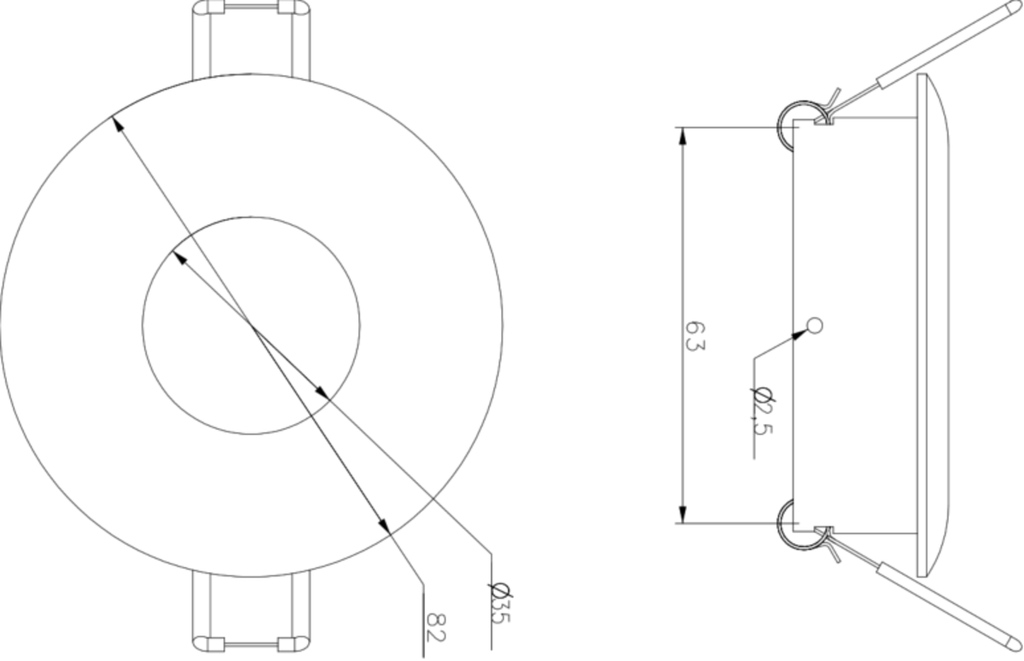 Knightsbridge: ODA1FRB, Single Fixed Round Downlight, 5W, Black Finish, IP20 Rated, 82mm Diameter, GU10 Compatible