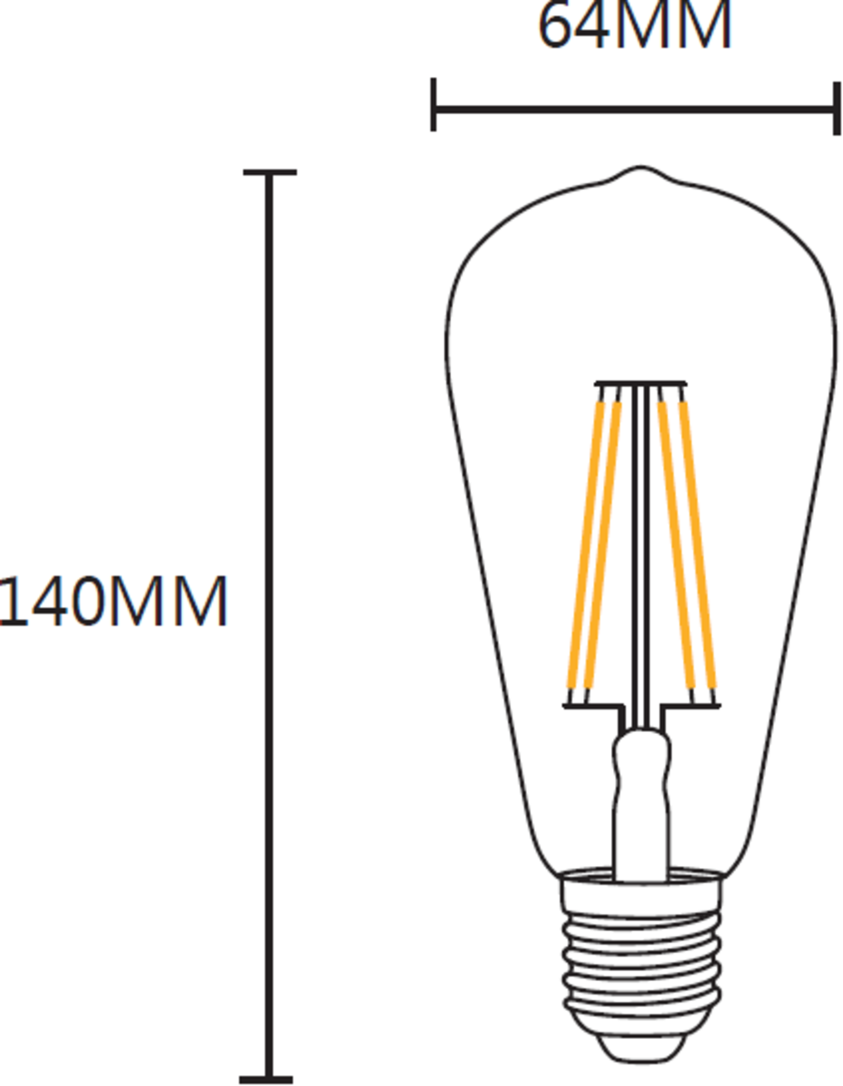 Knightsbridge: ST4ESDC, Dimmable LED ES Clear ST64 Filament Lamp, 4W, Warm White 2700K, Glass, IP20