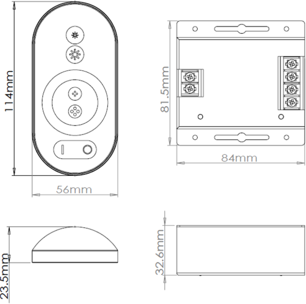 Knightsbridge: LEDFRA9, 12V/24V Wireless RGB Touch Remote Controller, Dimmable, IP20, Black Finish, 216W/432W