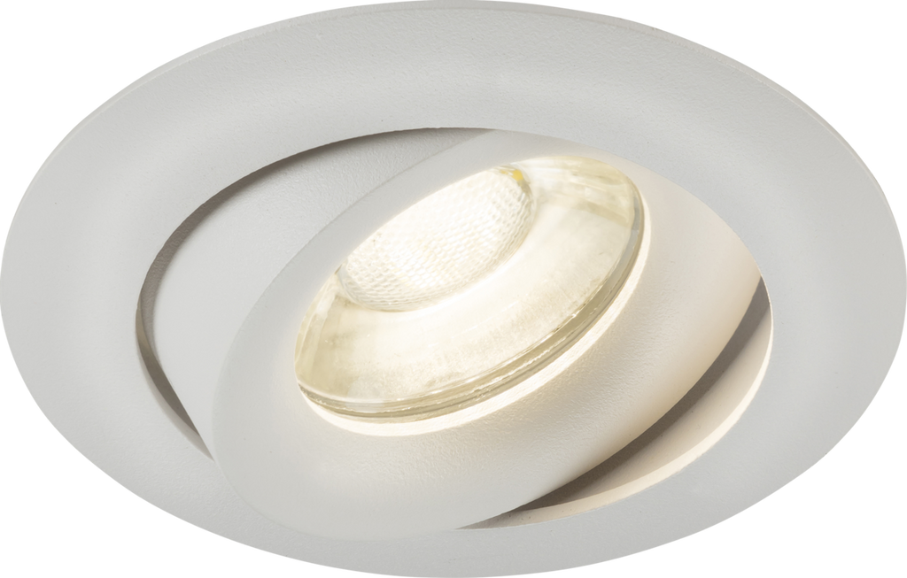 Knightsbridge: ODA1TRW, Odina Single Tilt Round Downlight, GU10 Compatible, Dimmable, 82mm Diameter, White Finish