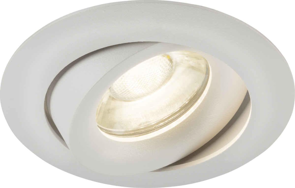 Knightsbridge: ODA1TRW, Odina Single Tilt Round Downlight, GU10 Compatible, Dimmable, 82mm Diameter, White Finish