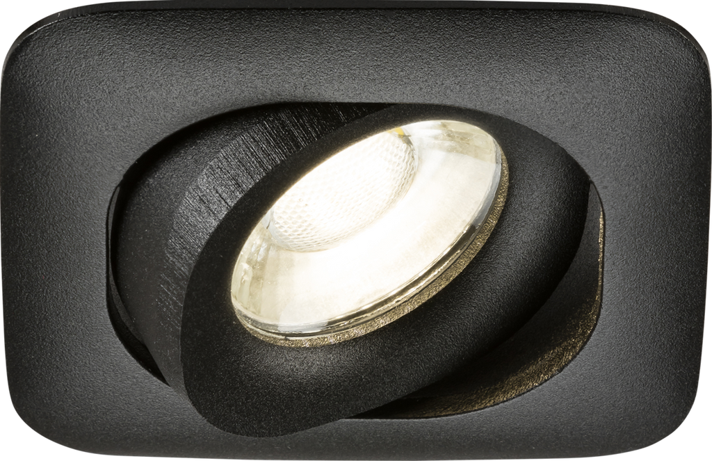 Knightsbridge: ODA1TSB, Odina Single Tilt Square Downlight, GU10, Black, Die-Cast Aluminium, 230V
