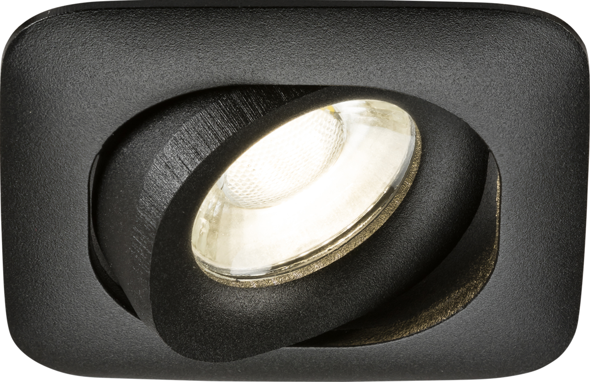 Knightsbridge: ODA1TSB, Odina Single Tilt Square Downlight, GU10, Black, Die-Cast Aluminium, 230V