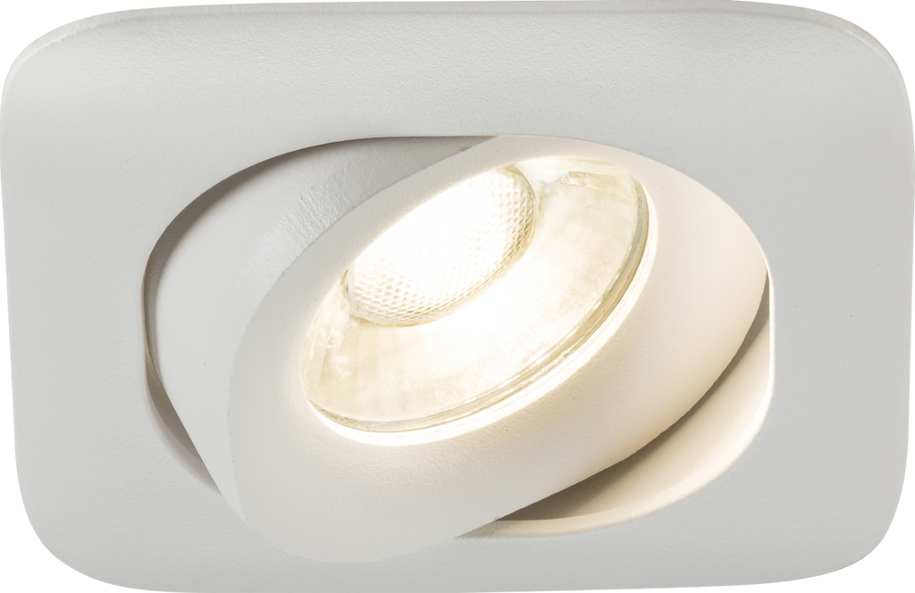 Knightsbridge: ODA1TSW, Odina Single Tilt Square Downlight, GU10 Compatible, Dimmable, White Finish, 230V, Die-cast Aluminium