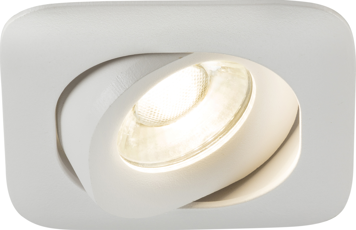 Knightsbridge: ODA1TSW, Odina Single Tilt Square Downlight, GU10 Compatible, Dimmable, White Finish, 230V, Die-cast Aluminium