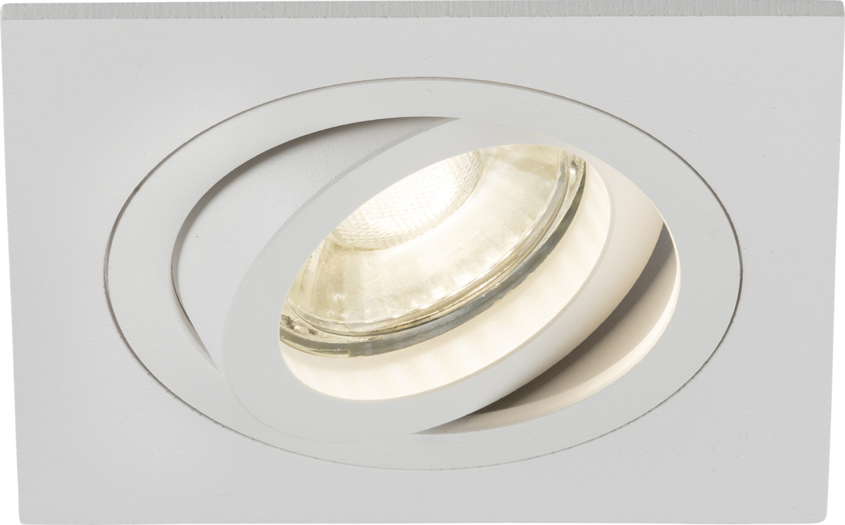 Knightsbridge: AMA1TSW, Ambar Single Tilt Square Downlight, Adjustable GU10, 230V, IP20, White Finish