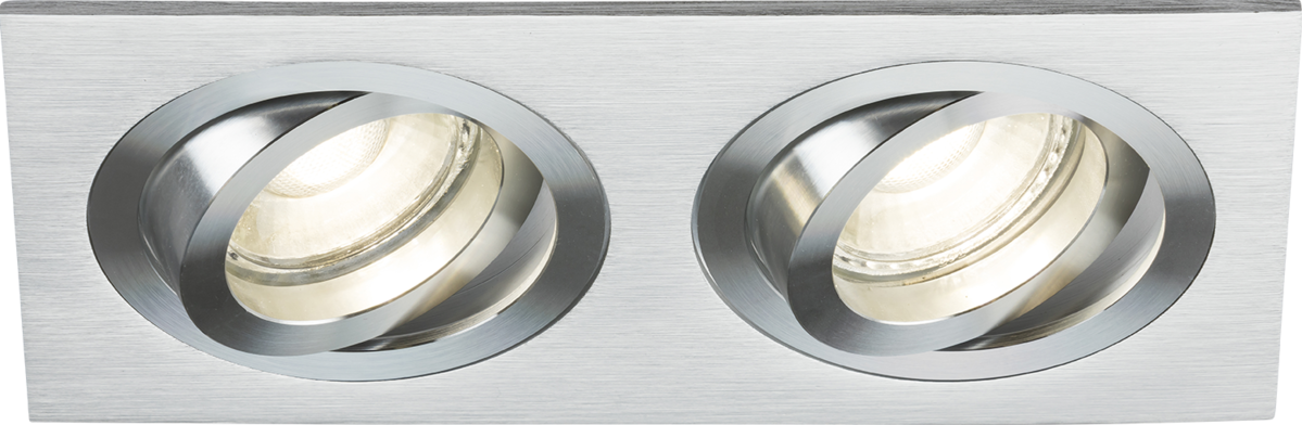 Knightsbridge: AMA2TSBC, Ambar Twin Tilt Square Downlight, Adjustable GU10 Heads, Brushed Chrome Finish, 230V, IP20