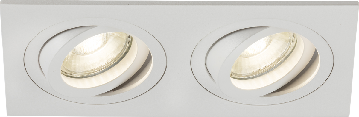 Knightsbridge: AMA2TSW, Twin Tilt Square Downlight, Adjustable GU10, 230V, 2x10W, White Finish