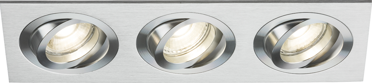 Knightsbridge: AMA3TSBC, Ambar Tri Tilt Square Downlight, Brushed Chrome, Adjustable Heads, Tool-Free Installation, GU10 Compatible