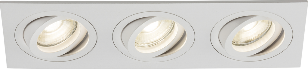 Knightsbridge: AMA3TSW, Ambar Tri Tilt Square Downlight, Adjustable GU10, 230V, IP20, Aluminium, White Finish