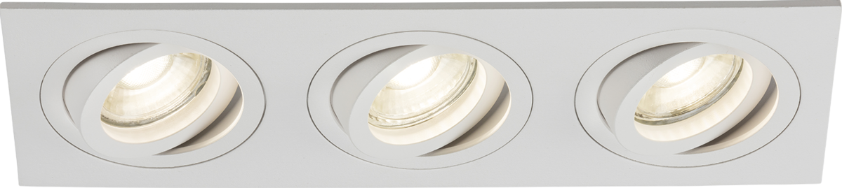 Knightsbridge: AMA3TSW, Ambar Tri Tilt Square Downlight, Adjustable GU10, 230V, IP20, Aluminium, White Finish