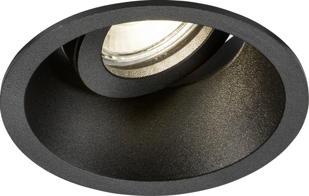 Knightsbridge: DIB1TRB, Single Tilt Round Anti-Glare Downlight, Black, IP20, GU10 Compatible, 93mm Diameter, 230V