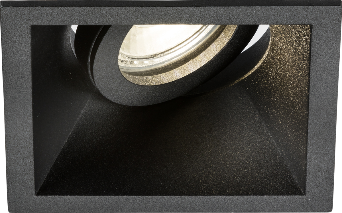 Knightsbridge: DIB1TSB, Single Tilt Square Anti-Glare Downlight, Black, 10W Max, Tool-Free Installation, GU10 Compatible, IP20