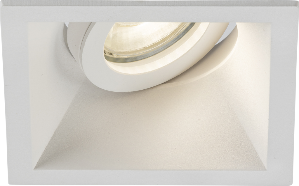 Knightsbridge: DIB1TSW, Dipa Single Tilt Square Anti-Glare Downlight, Dimmable GU10, 10W, 230V, White Finish, Tool-Free Installation