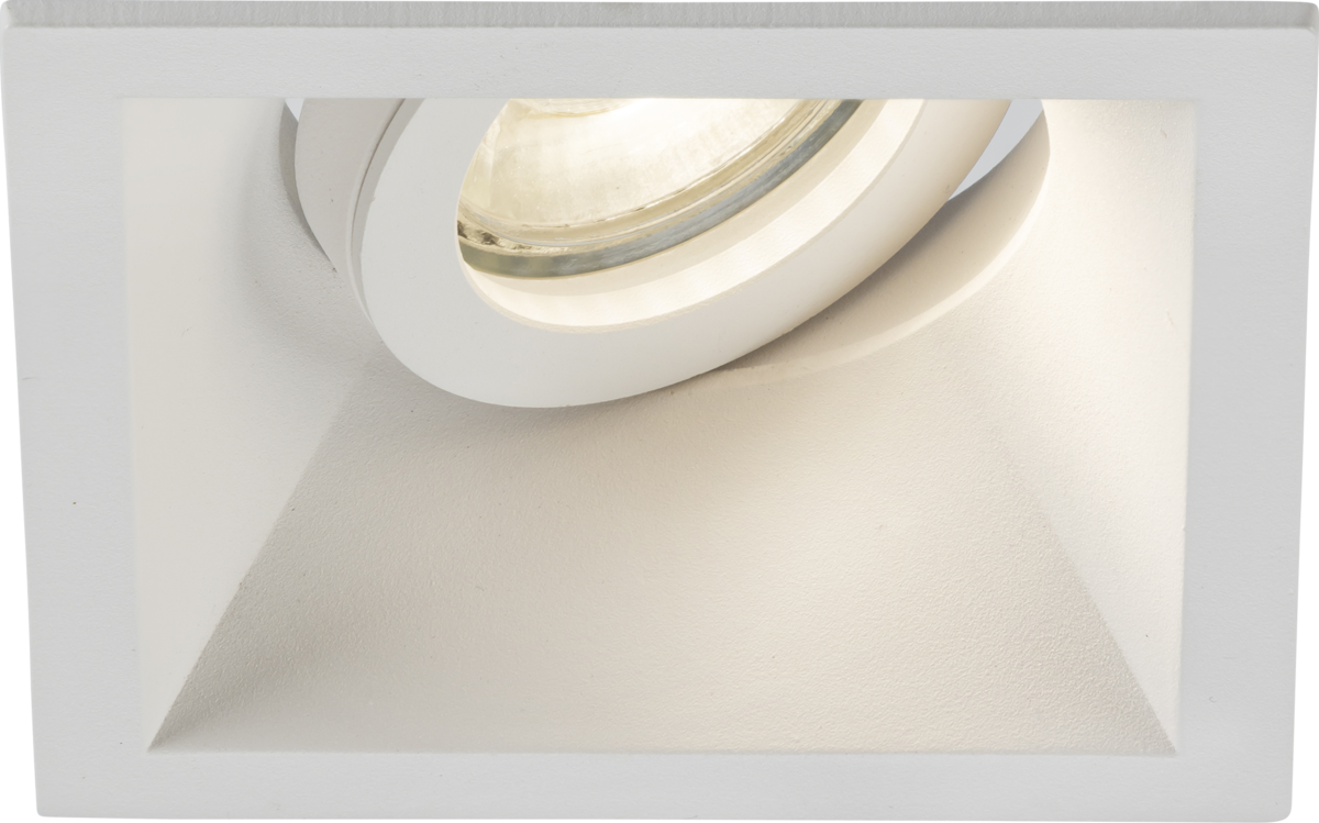Knightsbridge: DIB1TSW, Dipa Single Tilt Square Anti-Glare Downlight, Dimmable GU10, 10W, 230V, White Finish, Tool-Free Installation
