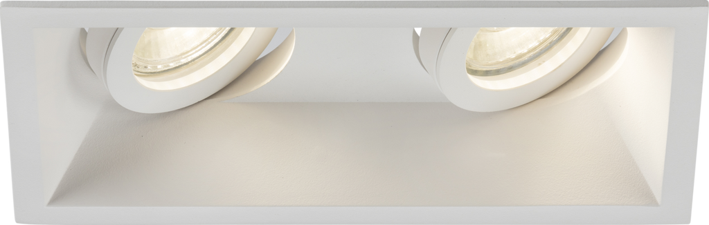 Knightsbridge: DIC2TSW, Twin Tilt Square Anti-Glare Downlight, White Finish, GU10, Max 2x10W, 230V, IP20