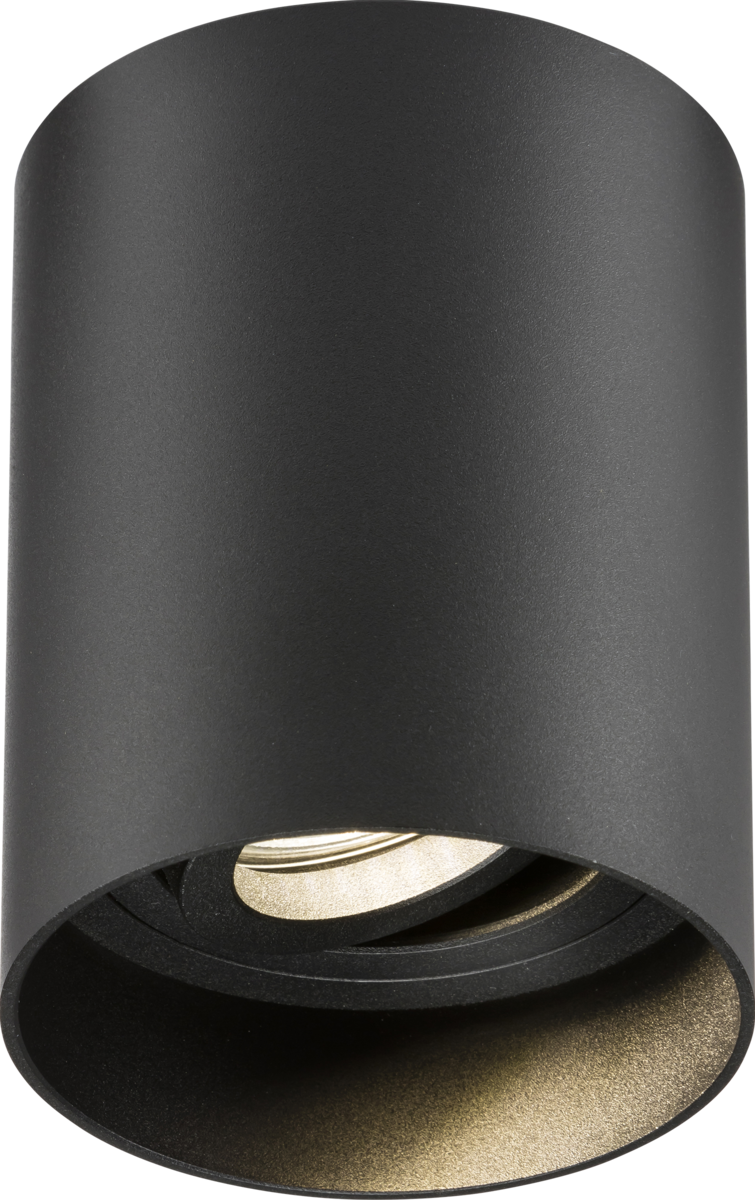 Knightsbridge: ORA1TRB, Oran Surface Tilt Round Downlight, Black Finish, GU10 Base, Aluminium, IP20, 230V