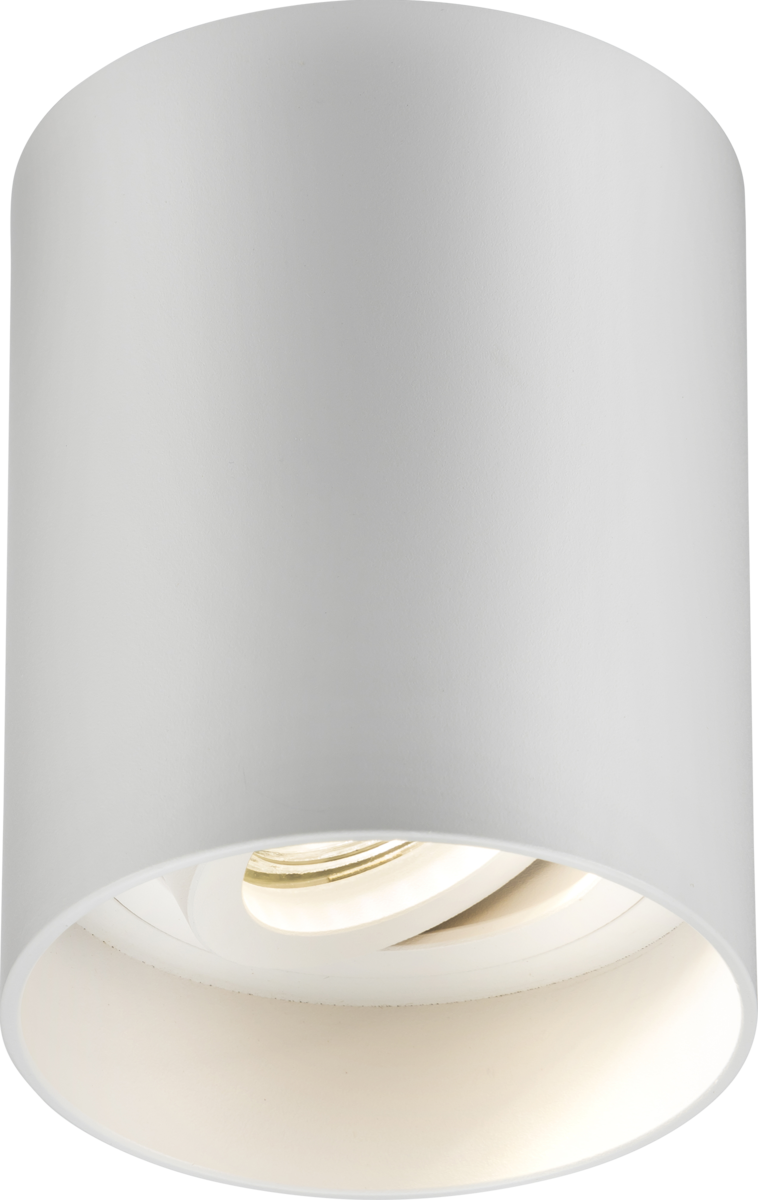 Knightsbridge: ORA1TRW, Surface Tilt Round Downlight, 90 mm, Adjustable GU10, White, Aluminium, IP20, Dimming Options