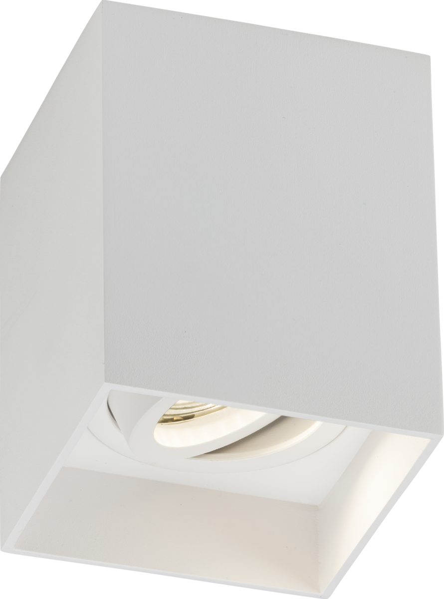 Knightsbridge: ORA1TSW, Adjustable Surface Mount Square Downlight, White Finish, GU10 Compatible, IP20, 230V, Aluminium