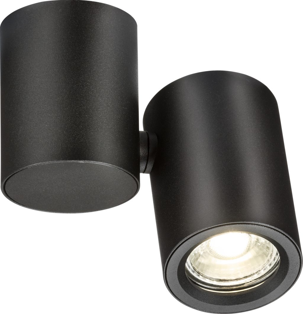 Knightsbridge: DEA1TRB, Adjustable Round Spotlight, Black Finish, GU10, 10W Max, IP20, Surface Mount, Aluminium
