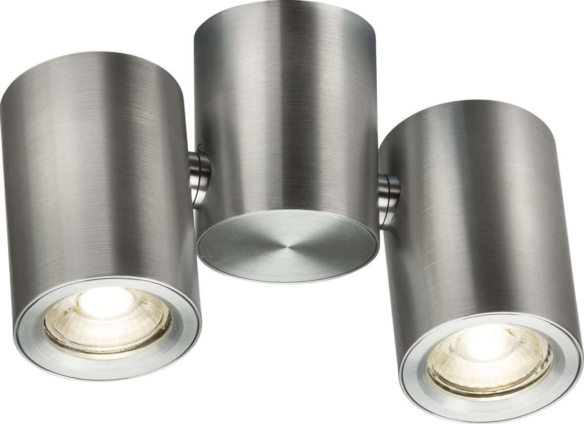 Knightsbridge: DEA2TRBC, Dee Twin Surface Adjustable Spotlight, Round Design, Brushed Chrome Finish, 230V 50Hz, Aluminium, IP20