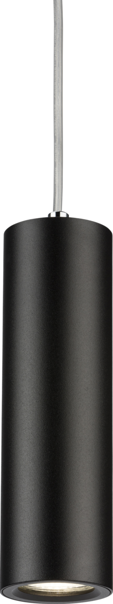 Knightsbridge: DAB1FRB, Single Long Fixed Round Pendant Light, GU10, Black Aluminium, 0.75m Cable, 230V, IP20