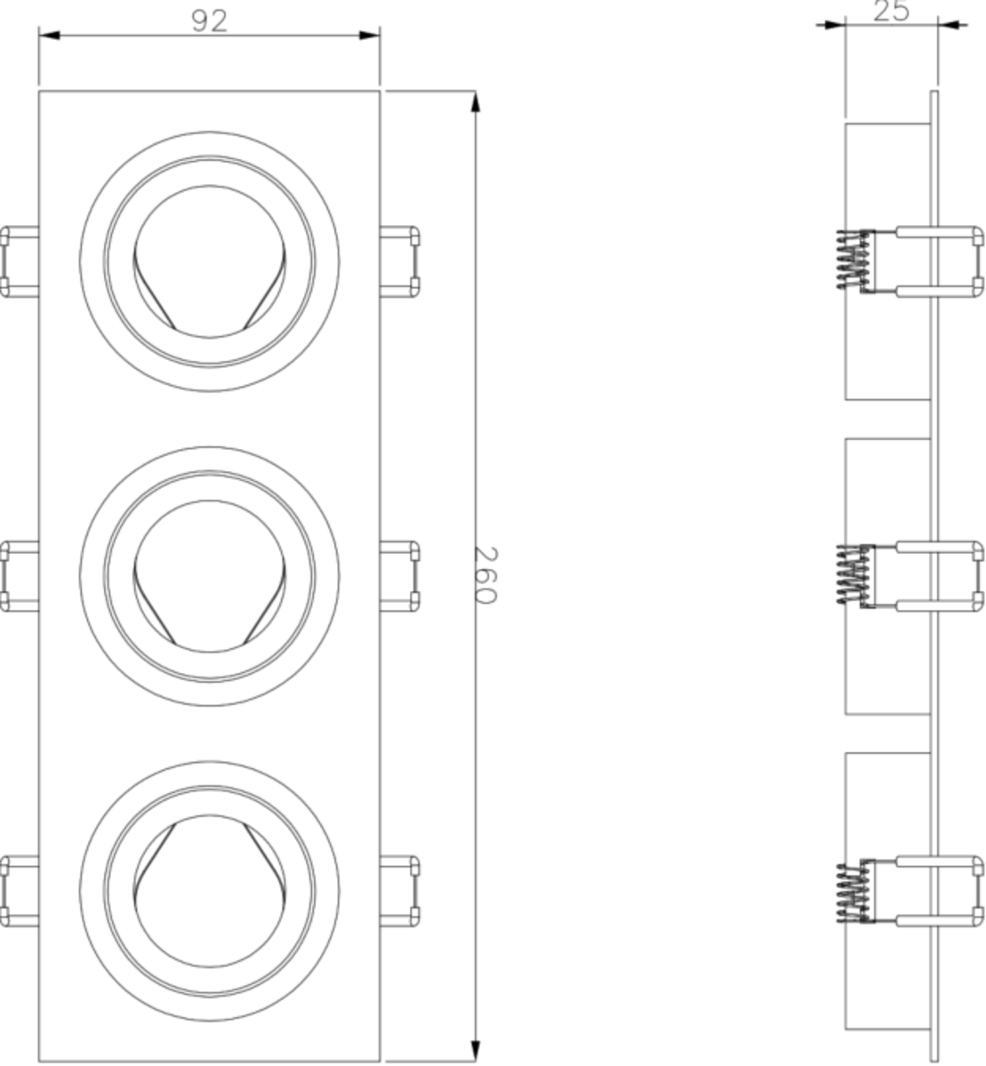 Knightsbridge: AMA3TSW, Ambar Tri Tilt Square Downlight, Adjustable GU10, 230V, IP20, Aluminium, White Finish