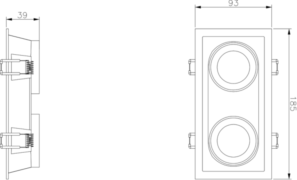 Knightsbridge: DIC2TSB, Dipa Twin Tilt Square Anti-Glare Downlight, Black Finish, Tool-Free Installation, 230V, IP20, GU10