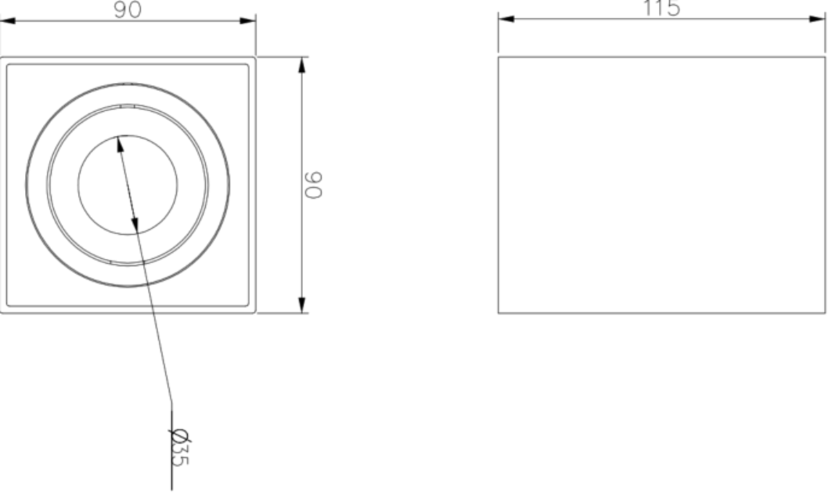 Knightsbridge: ORA1TSB, Black Surface Tilt Square Downlight, Adjustable, GU10 Compatible, 230V, IP20