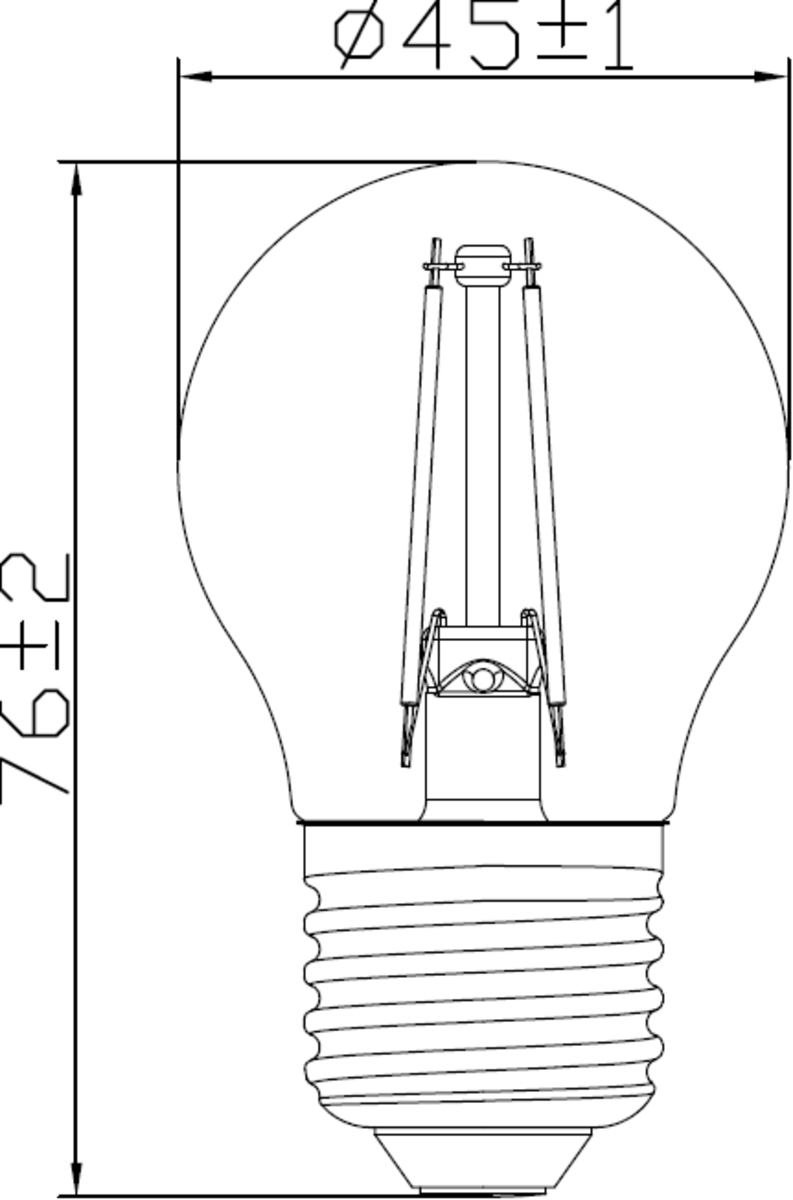 Knightsbridge: GBD4AESC, 4W LED ES Clear Golf Ball Filament Lamp, Dimmable, Warm White 2700K, 490 Lumens, E27, IP20